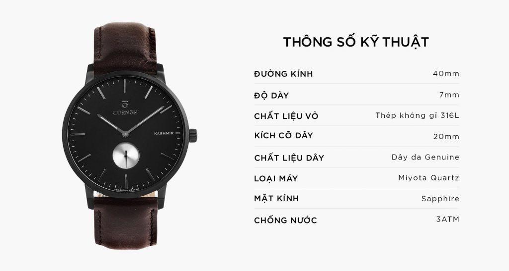 ĐỒNG HỒ THỜI TRANG KASHMIR GUNMETAL - PORCINI