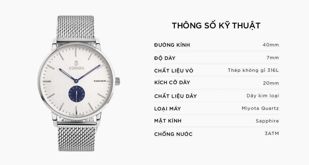 ĐỒNG HỒ THỜI TRANG KASHMIR SILVER - COPLEY