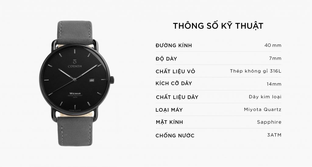 ĐỒNG HỒ THỜI TRANG WEIMAR GUNMETAL - FOG