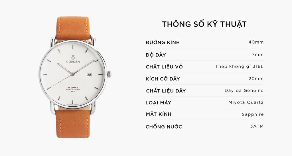 ĐỒNG HỒ THỜI TRANG WEIMAR SILVER - AMBER