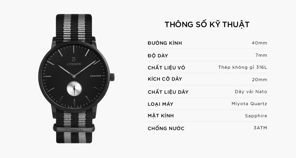 ĐỒNG HỒ THỜI TRANG KASHMIR GUNMETAL - 007